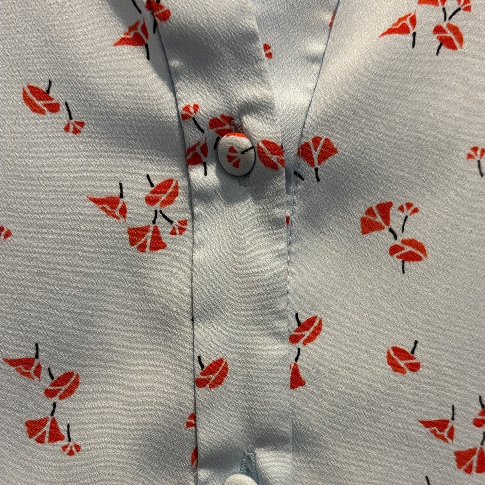 Ann Taylor Light Blue Floral Button-Up Blouse - Picture 2 of 4